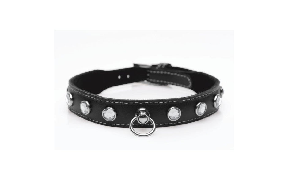 Bling Vixen Leather Choker w/ Clear Rhinestones - Just for you desires