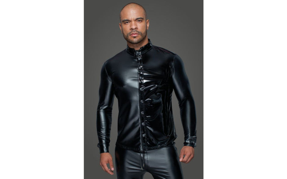 Powerwetlook PVC Long Sleeved Shirt w Button Placket - Just for you desires