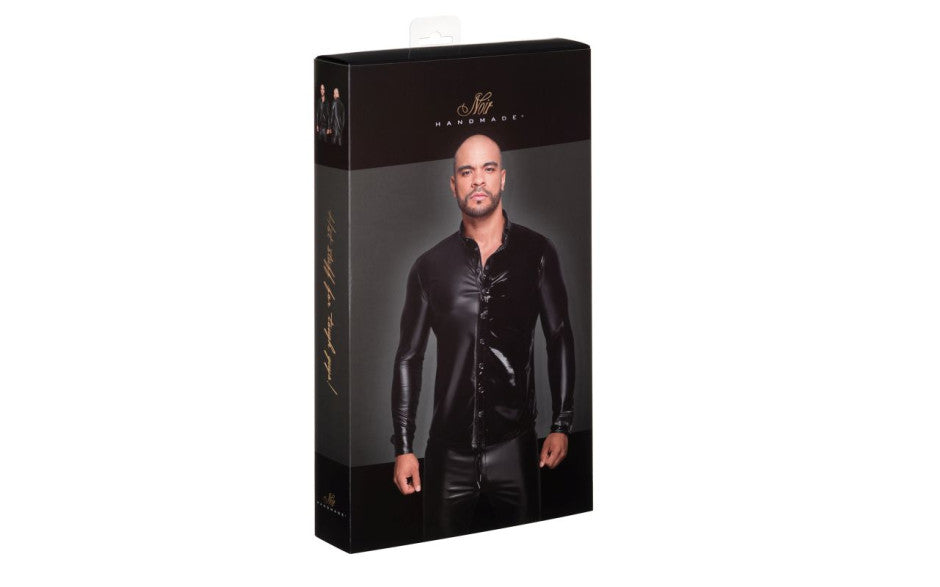 Powerwetlook PVC Long Sleeved Shirt w Button Placket - Just for you desires