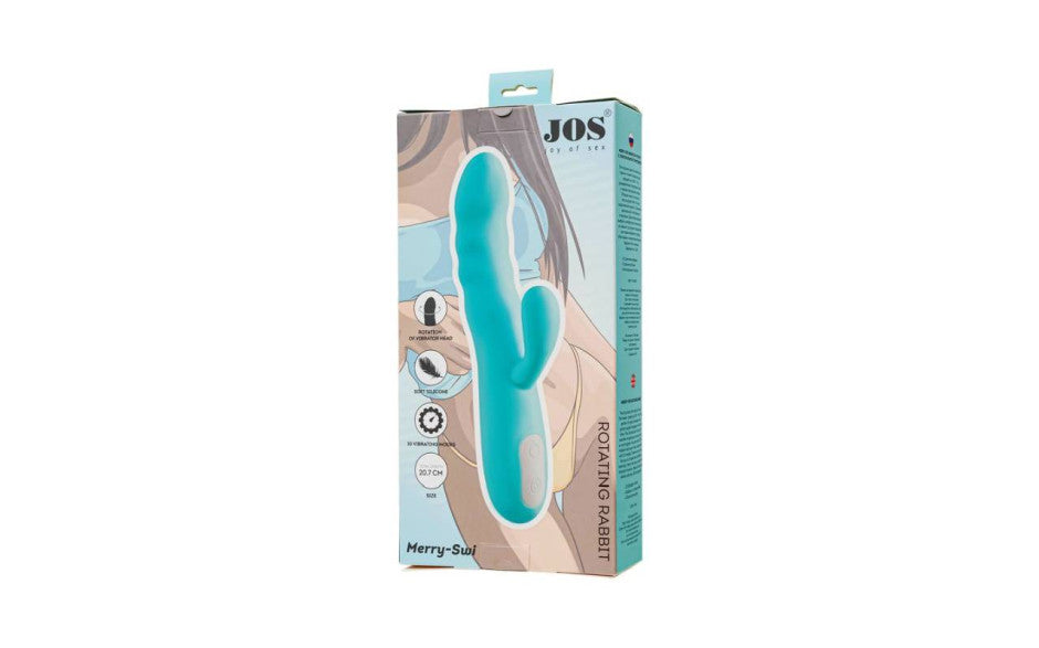 JOS Merry Swirl Rotating Shaft Rabbit Vibrator Blue - Just for you desires