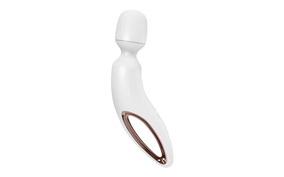 Satisfyer Wand-erland - White - White/Rose Gold USB Rechargeable Massage Wand - Just for you desires