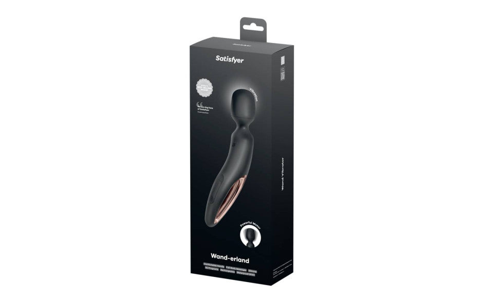 Satisfyer Wand-erland - Black - Black/Rose Gold USB Rechargeable Massage Wand - Just for you desires