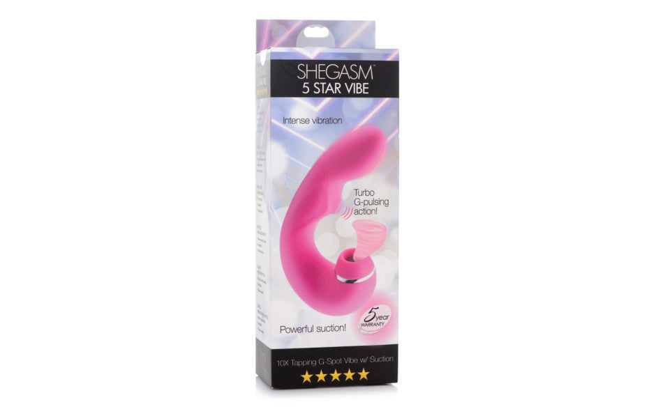 Shegasm 5 Star 10X Tapping G-Spot Vibe w Suction Pink - Just for you desires