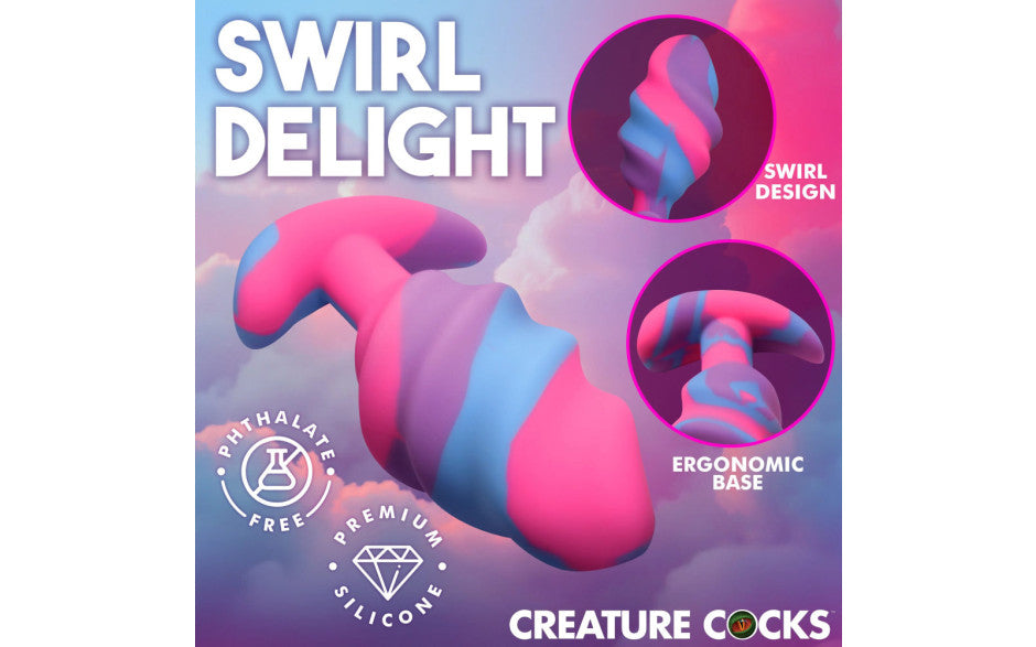 Unicorn Swirl Silicone Butt Plug Large - Just for you desires