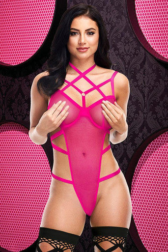 SEXY STRAPPY CAGED TEDDY - Just for you desires