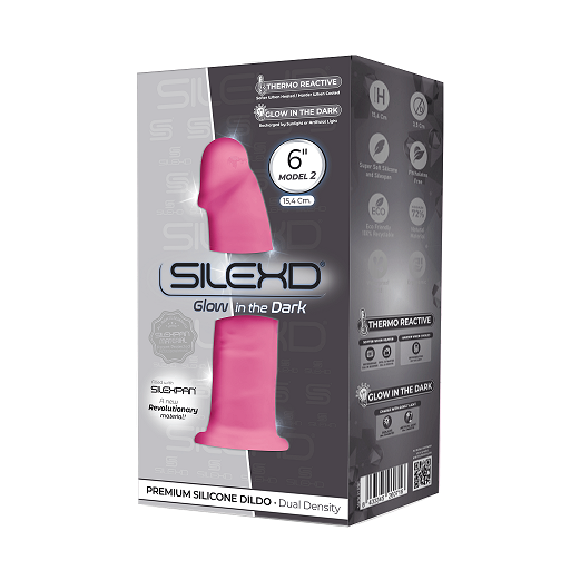 Silexd 6"" Dildo Model 2 Pink Glow In The Dark - Just for you desires