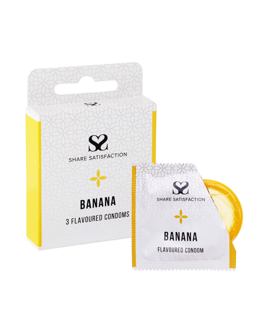 269831 - Share Satisfaction Banana Flavoured Condoms 3 Pack - Just for you desires