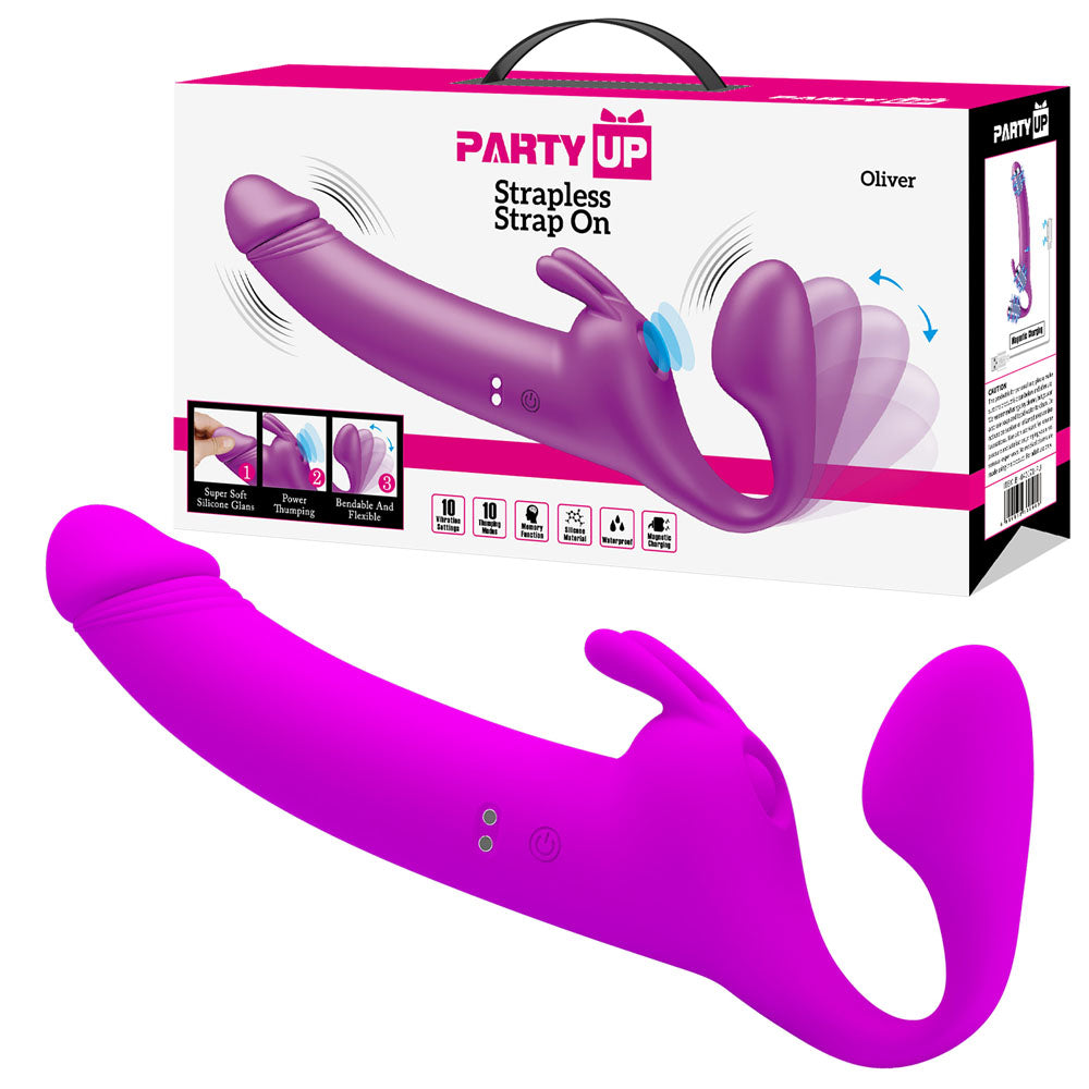 Party Up OLIVER Strapless Strap-On - Purple 28.3 cm USB Rechargeable Strapless Strap-On - Just for you desires