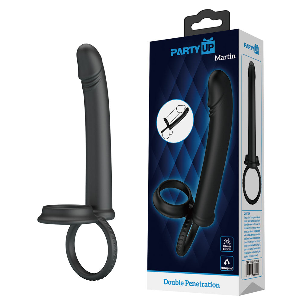 Party Up MARTIN Double Penetrator - Black Cock & Ball Rings with Double Penetrator - Just for you desires