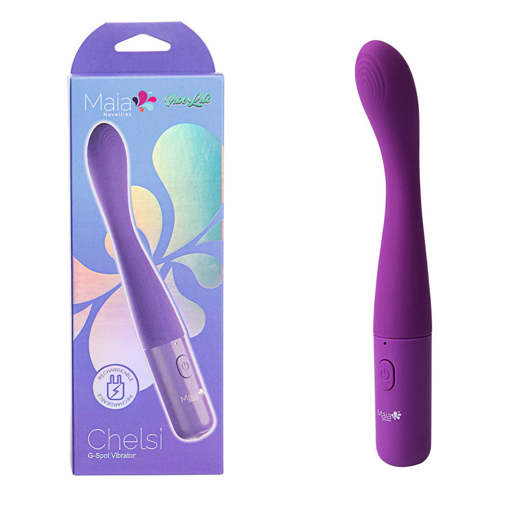 Maia CHELSI - Purple 17.8 cm USB Rechargeable Vibrator - Just for you desires