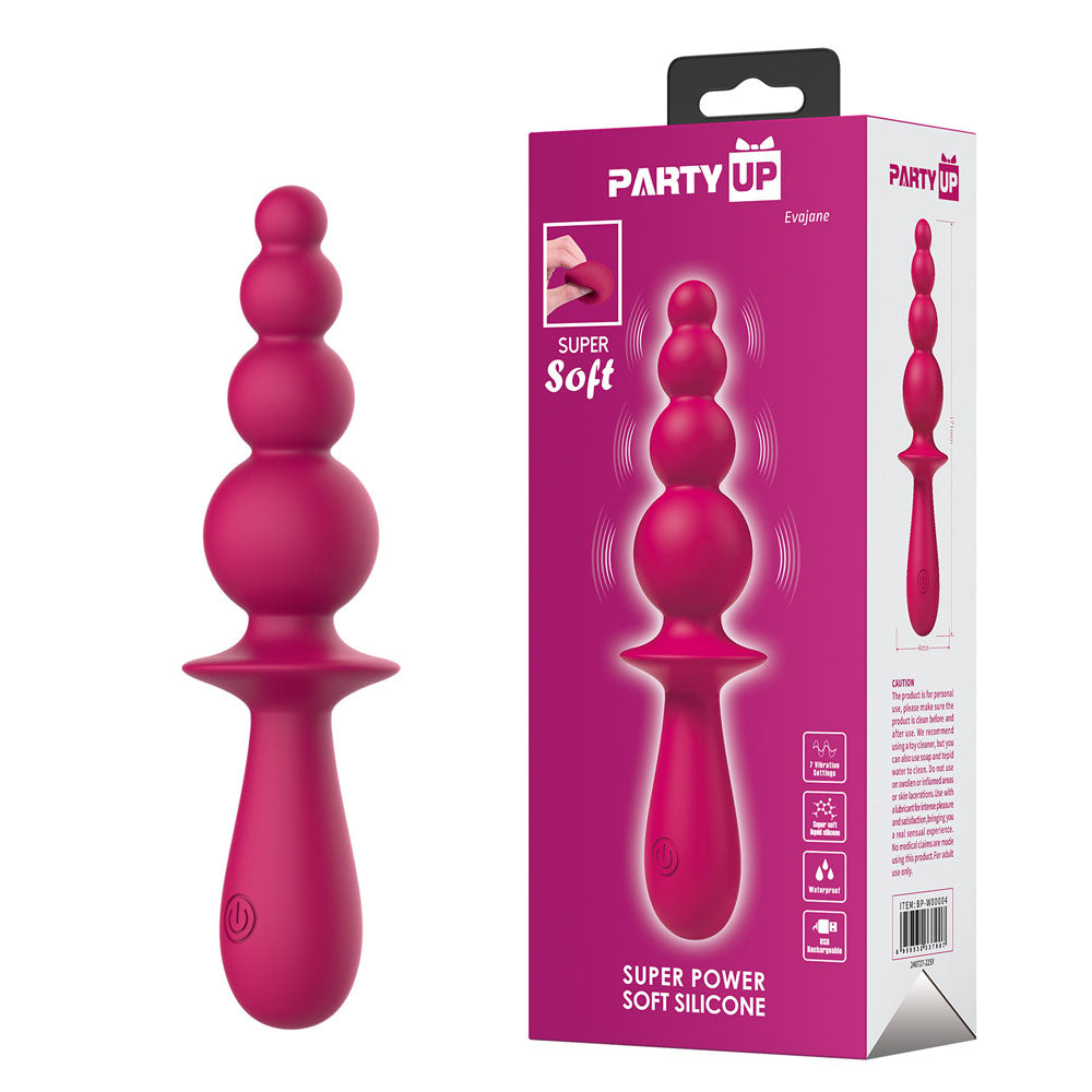 Party Up EVAJANE - Pink - Pink 17.1 cm USB Rechargeable Beaded Vibrator - Just for you desires