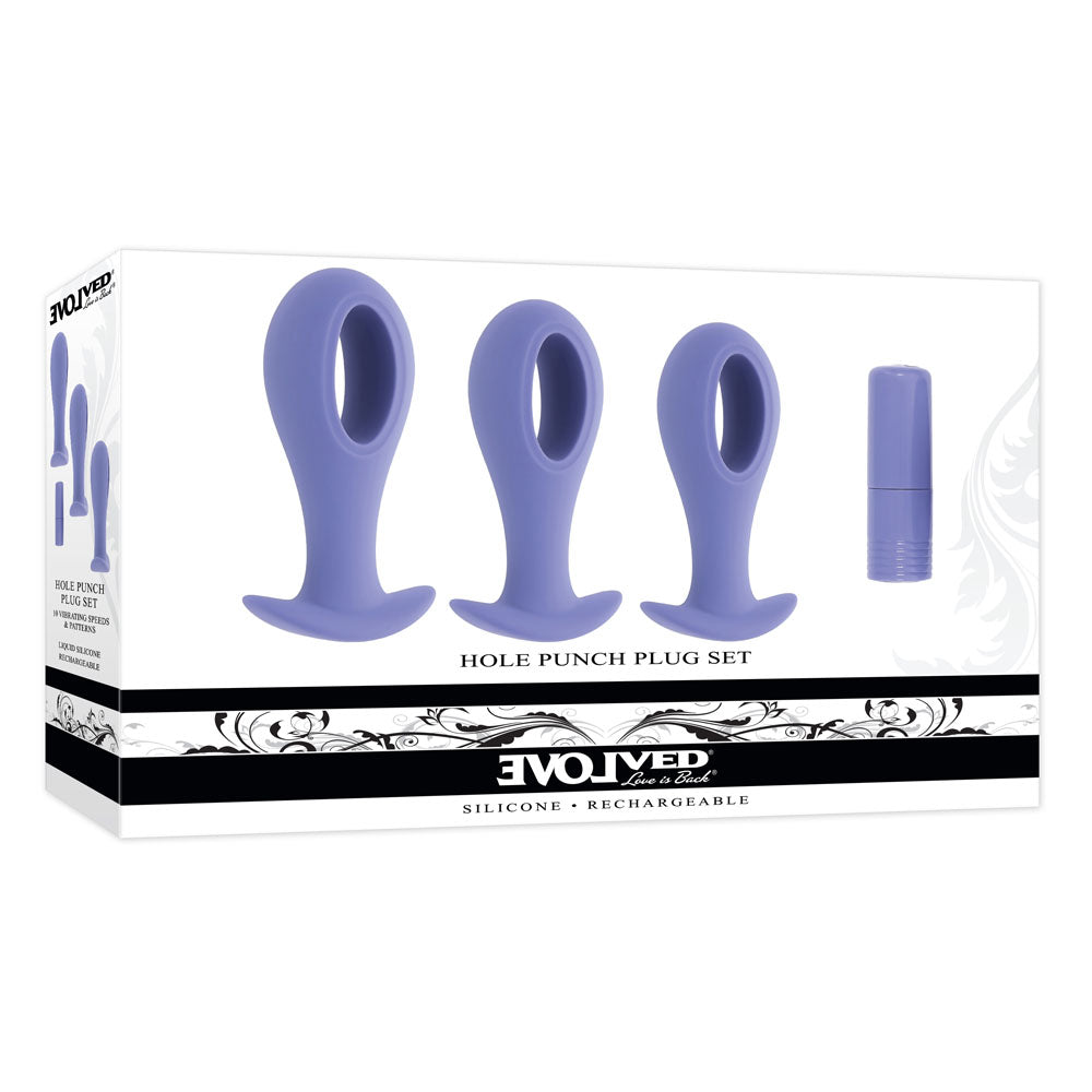Evolved HOLE PUNCH PLUG SET - Purple Butt Plugs with Interchangeable Bullet - Set of 3 Sizes - Just for you desires