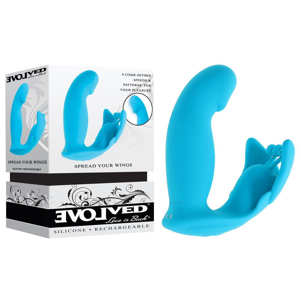 Evolved SPREAD YOUR WINGS - Blue USB Rechargeable Wearable Butterfly Vibrator - Just for you desires