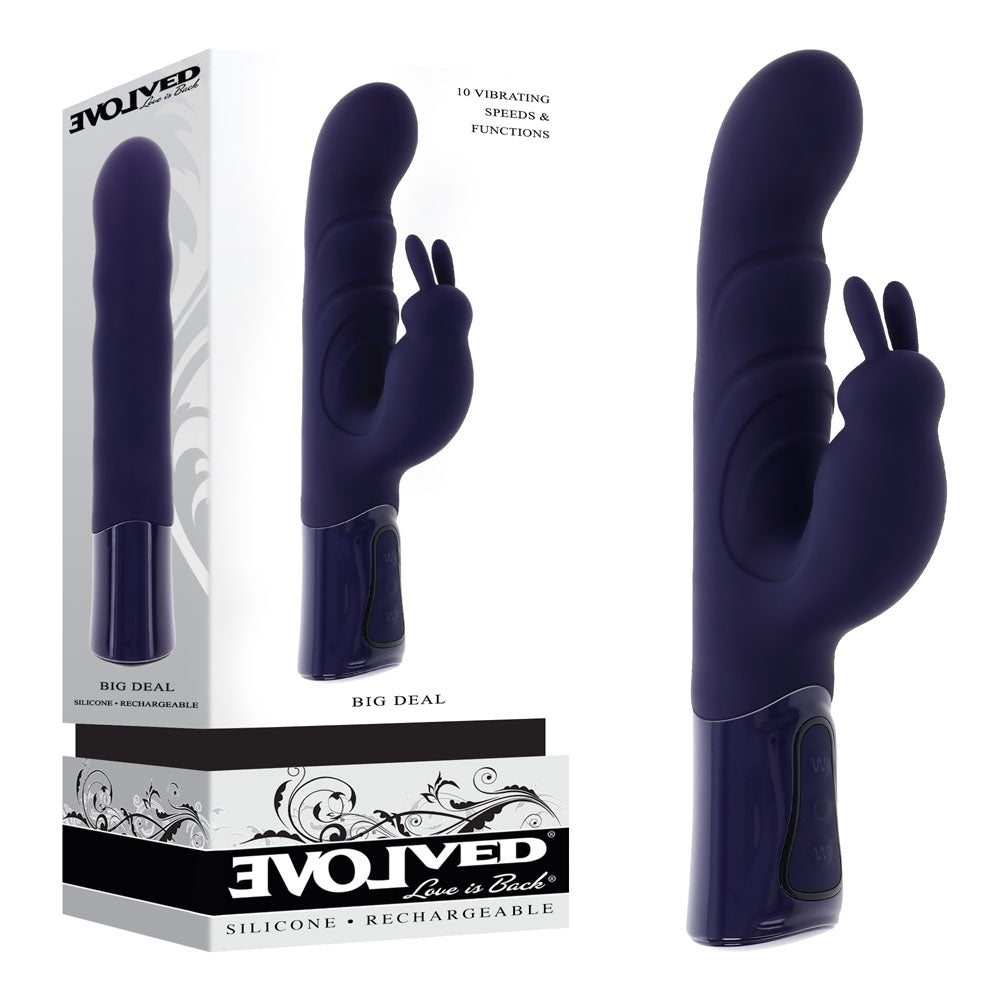 Evolved BIG DEAL - Purple 25.7 cm USB Rechargeable Rabbit Vibrator - Just for you desires