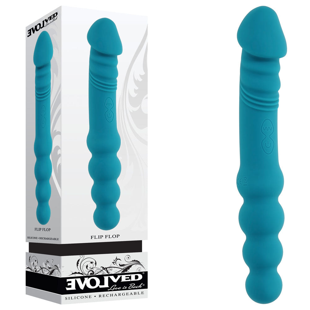 Evolved FLIP FLOP - Blue 23.1 cm USB Rechargeable Dual Ended Vibrator - Just for you desires
