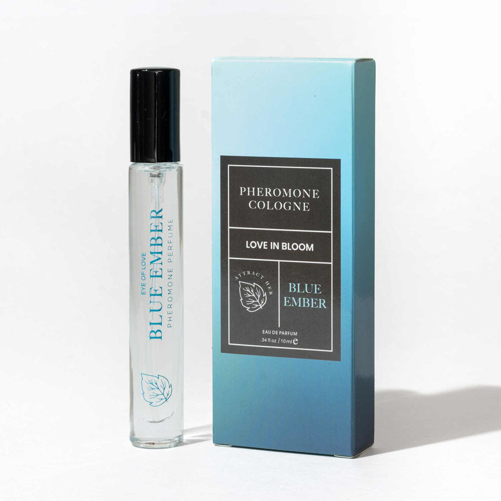 Eye Of Love Love In Bloom Blue Ember Pheromone Cologne - 10ml - Citrus & Cedar Scented Pheromone Cologne for Men to attract Women - 10 ml Spray - Just for you desires