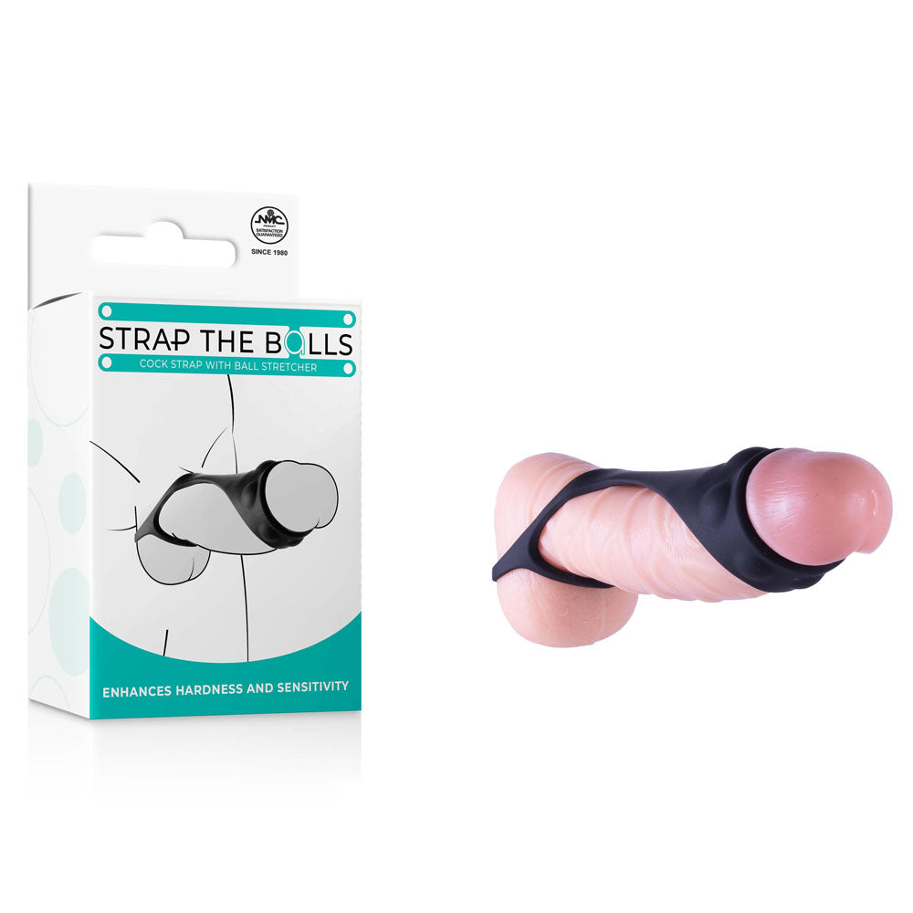 Strap The Balls - Black Cock Strap with Ball Stretcher - Just for you desires
