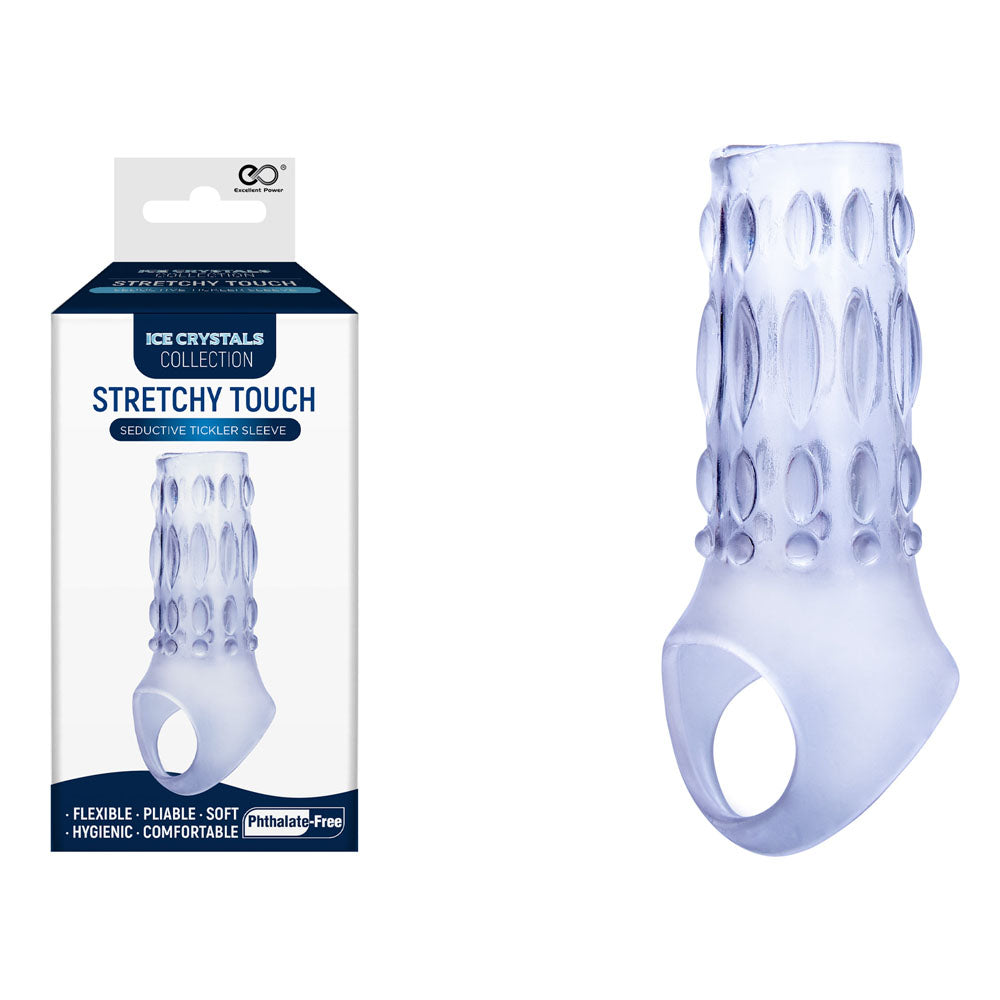 Ice Crystals Stretchy Touch Tickler Sleeve - Clear Penis Sleeve - Just for you desires