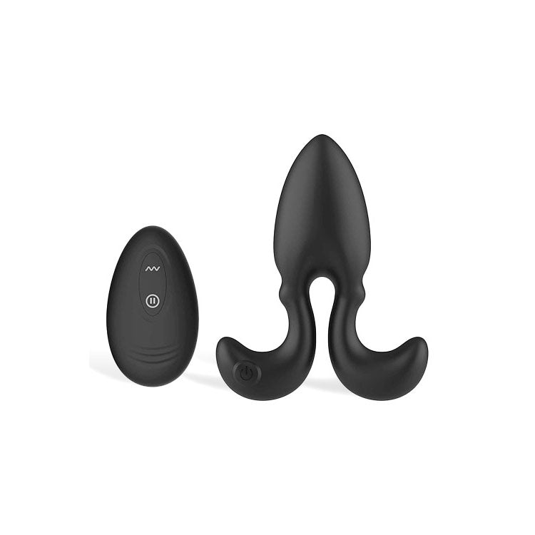 Adam & Eve OMEGA Vibrating Plug - Black 10 cm USB Rechargeable Vibrating Butt Plug with Remote - Just for you desires