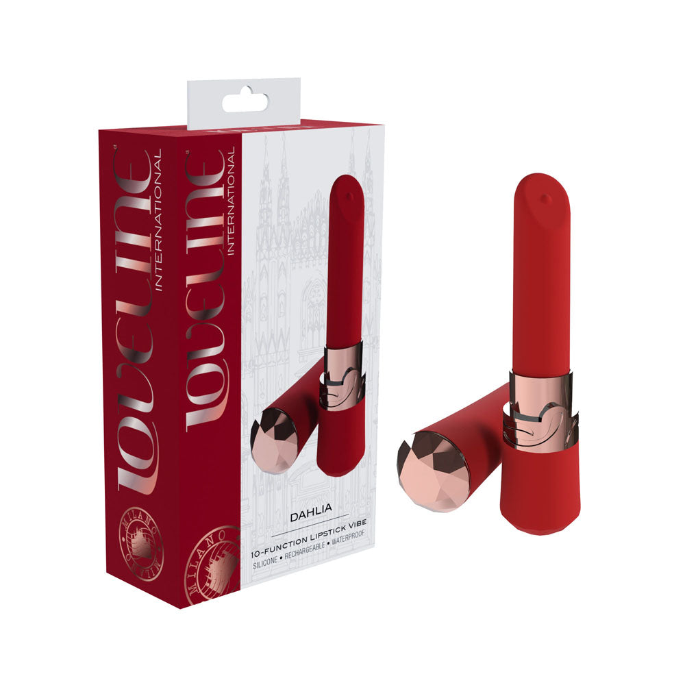 LOVELINE Dahlia - Red - Red 12.5 cm USB Rechargeable Lipstick Vibrator - Just for you desires