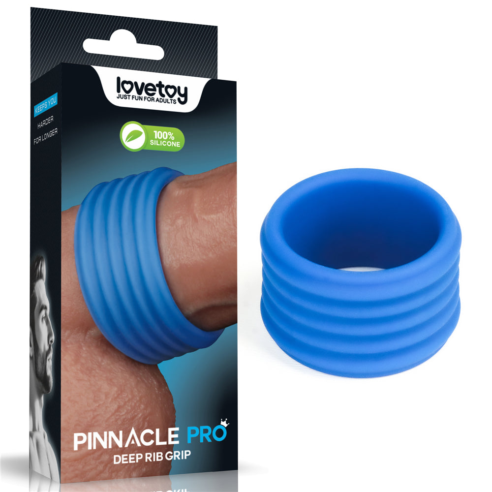 Pinnacle Pro Deep Rib Grip - Blue Cock Ring - Just for you desires