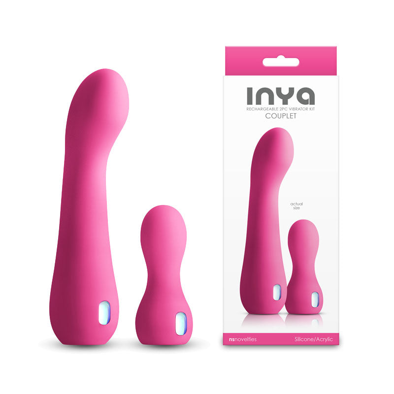 INYA Couplet - Pink - Pink USB Rechargeable Vibrators - Set of 2 Sizes - Just for you desires