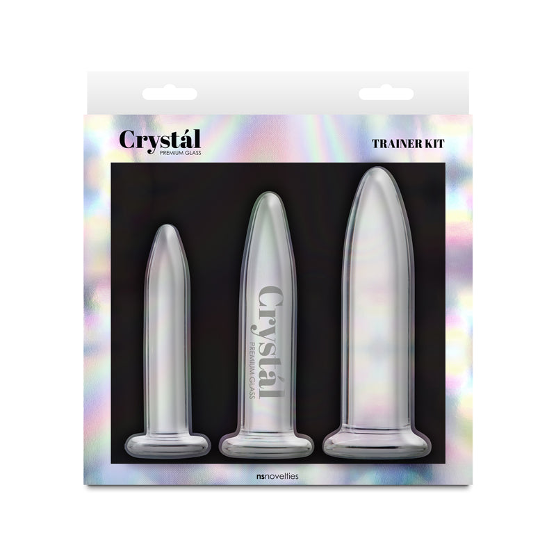 Crystal - 3pc Trainer Kit - Clear - Clear Glass Anal Plugs - Set of 3 Sizes - Just for you desires