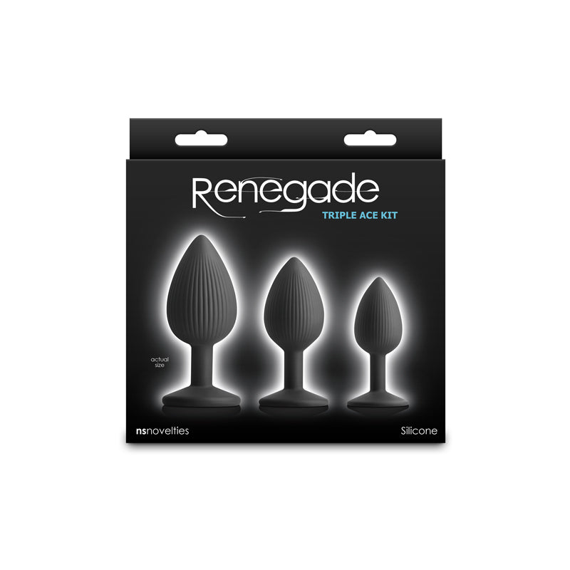 Renegade Triple Ace Kit - Black - Black Butt Plugs - Set of 3 Sizes - Just for you desires