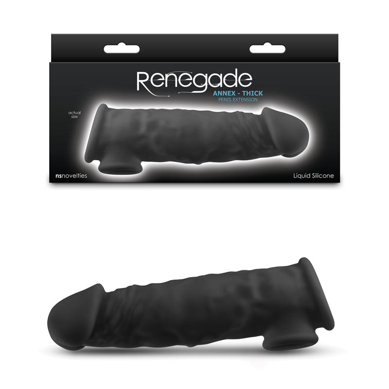 Renegade Annex - Thick - Black - Black 18.6 cm Penis Extender Sleeve - Just for you desires