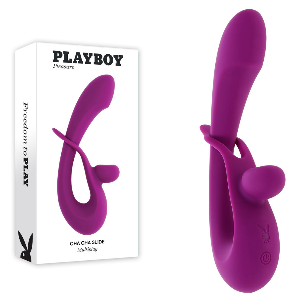 Playboy Pleasure CHA CHA SLIDE - Purple 20 cm USB Rechargeable Rabbit Vibrator - Just for you desires