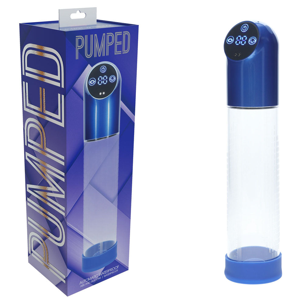 PUMPED Automatic Waterproof Pump - Metal Blue - Blue/Clear USB Rechargeable Automatic Penis Pump - Just for you desires
