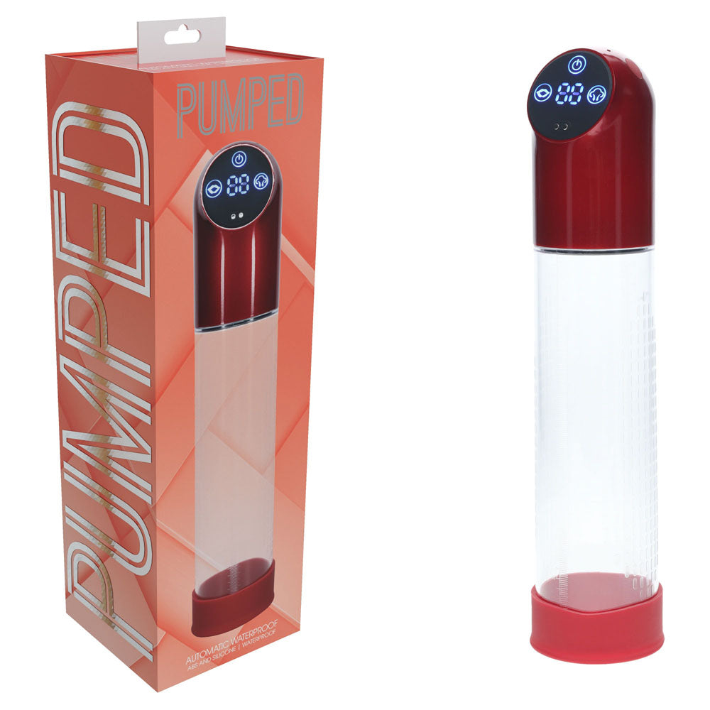PUMPED Automatic Waterproof Pump - Metal Red - Red/Clear USB Rechargeable Automatic Penis Pump - Just for you desires