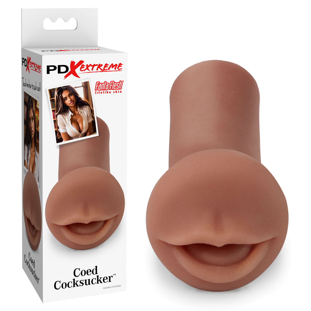 Pipedream Extreme Toyz Coed Cocksucker - Brown - Brown Mouth Stroker - Just for you desires