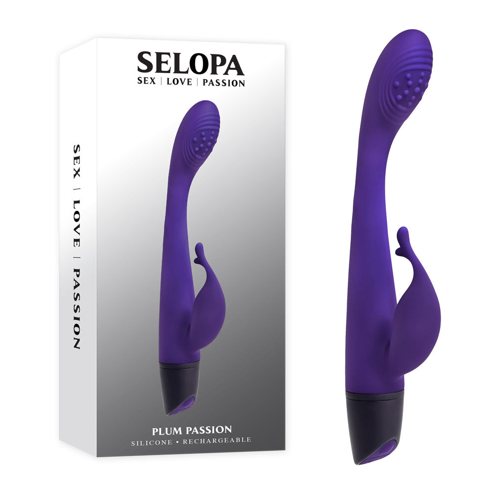 Selopa PLUM PASSION - Purple 18.3 cm USB Rechargeable Rabbit Vibrator - Just for you desires