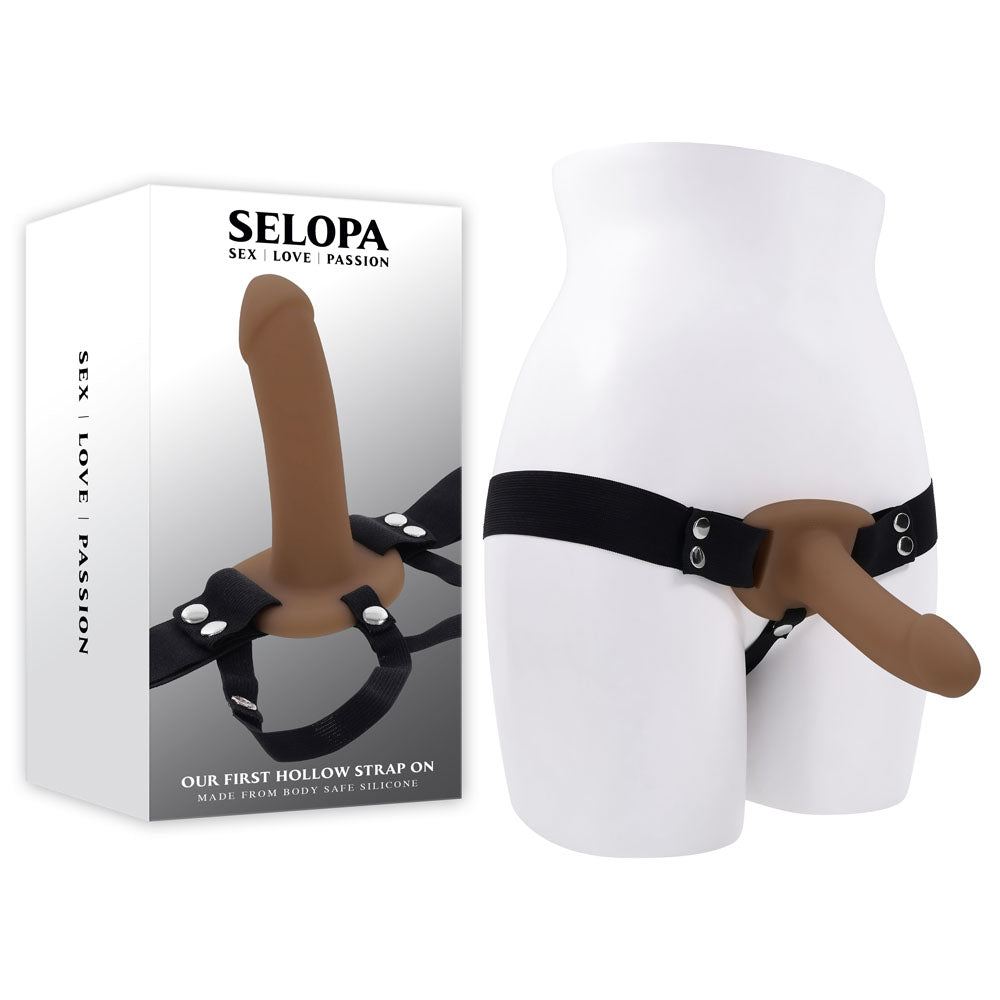 Selopa OUR FIRST HOLLOW STRAP ON DARK - Brown 16.3 cm Hollow Strap-On - Just for you desires