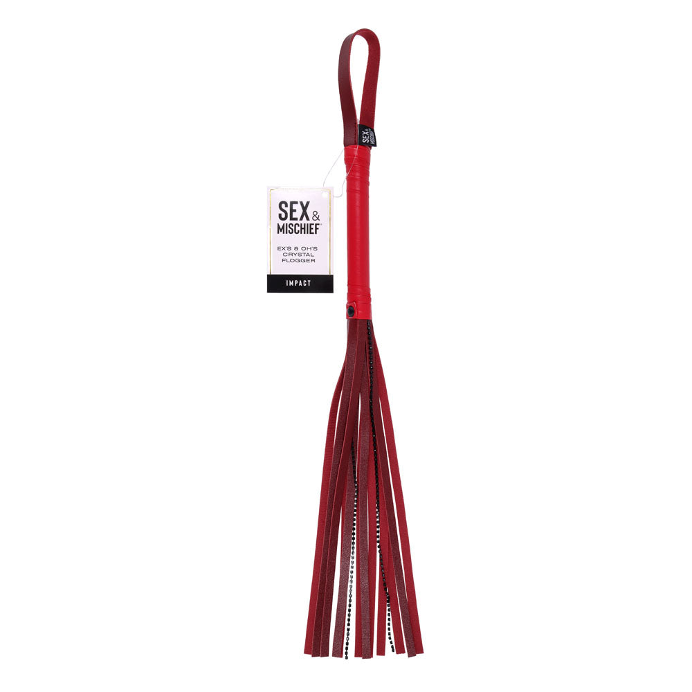S&M Exs & Ohs Crystal Flogger - Red Flogger Whip - Just for you desires
