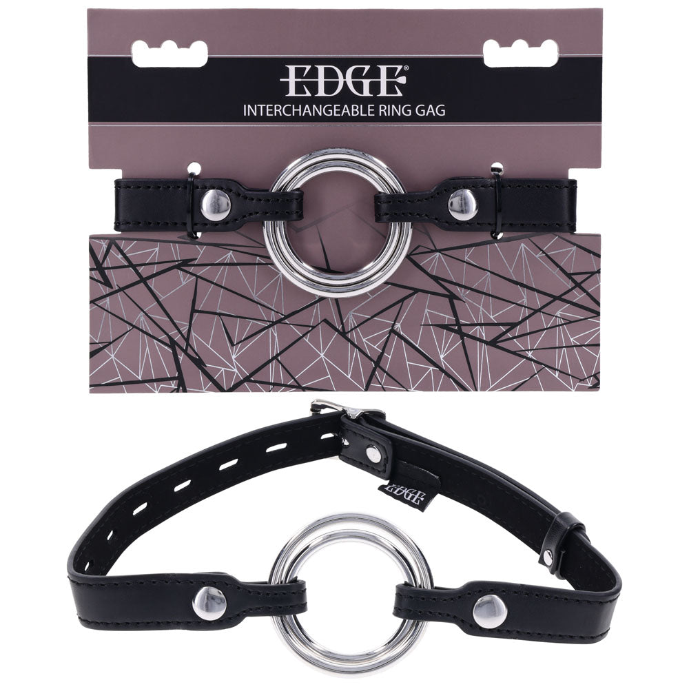 EDGE Interchangeable Ring Gag - Black Mouth Gag Restraint with 2 Interchangeable Pieces - Just for you desires