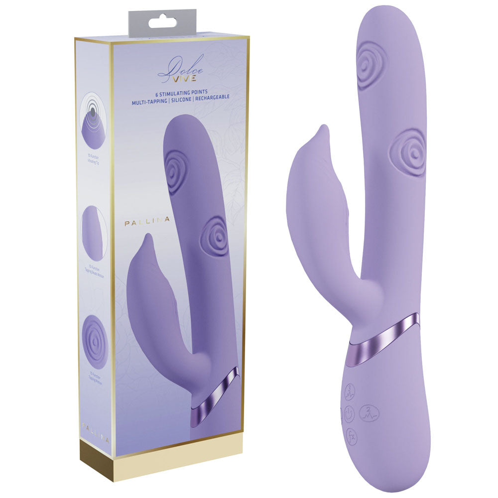 VIVE Pallina - Purple - Purple 25 cm USB Rechargeable Tapping Rabbit Vibrator - Just for you desires