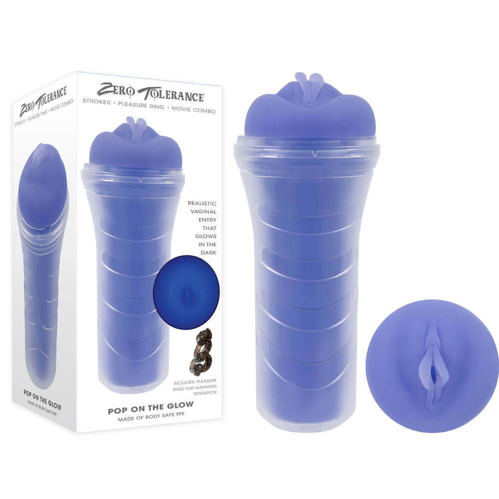 Zero Tolerance POP ON THE GLOW - Glow in Dark Purple Vagina Stroker - Just for you desires