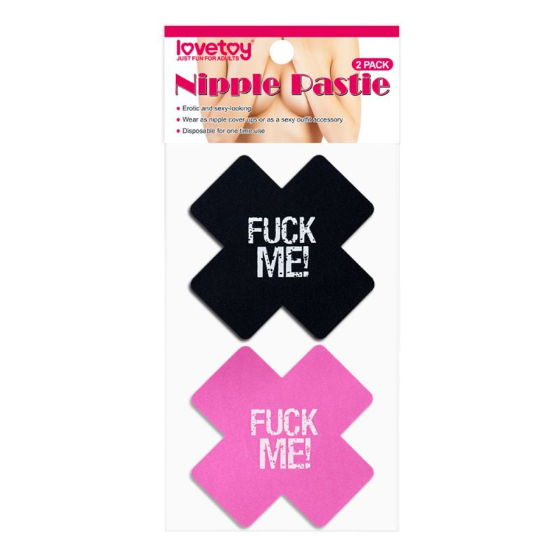 FUCK ME Cross Pattern Nipple Pasties Twin Pack - Just for you desires