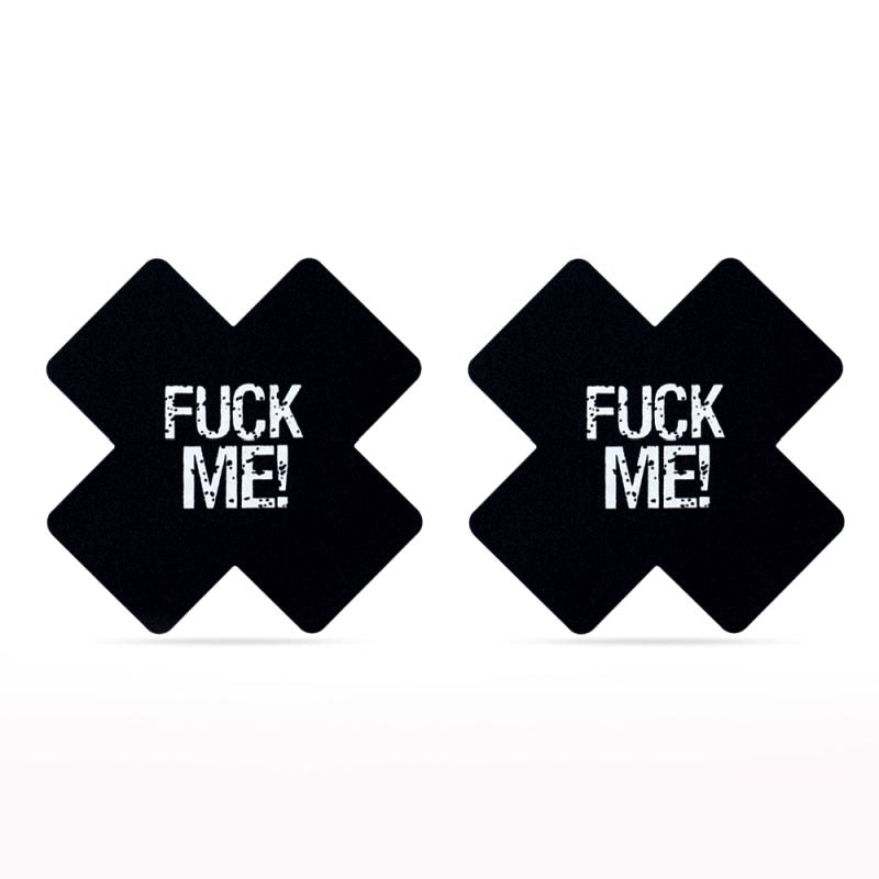FUCK ME Cross Pattern Nipple Pasties Twin Pack - Just for you desires