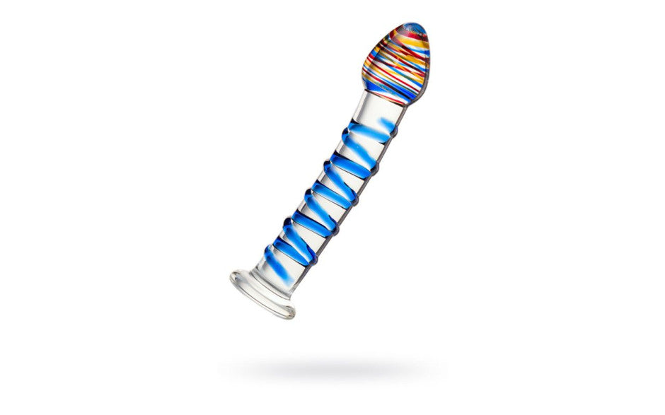 Sexus Glass Dildo Blue Swirls 18cm - Just for you desires