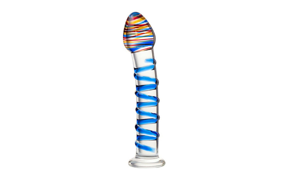 Sexus Glass Dildo Blue Swirls 18cm - Just for you desires