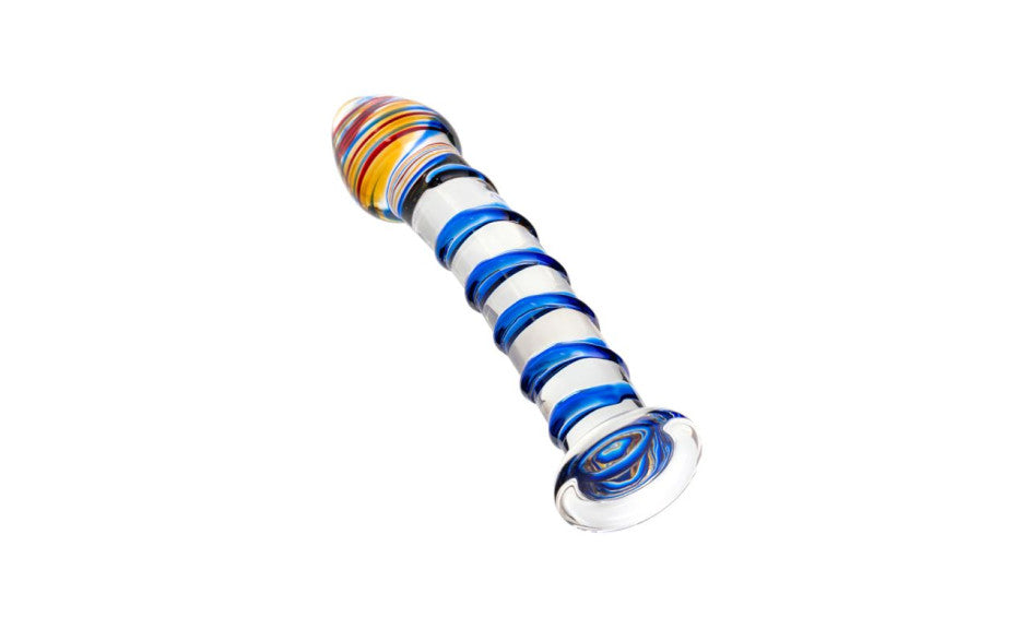 Sexus Glass Dildo Blue Swirls 18cm - Just for you desires