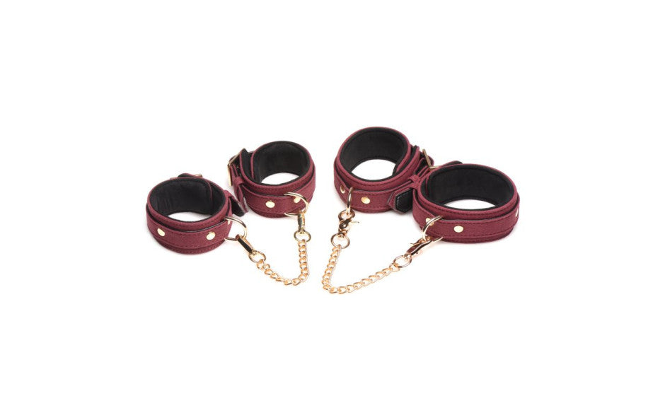 6 Pc Velvet Bondage Set Burgundy - Just for you desires