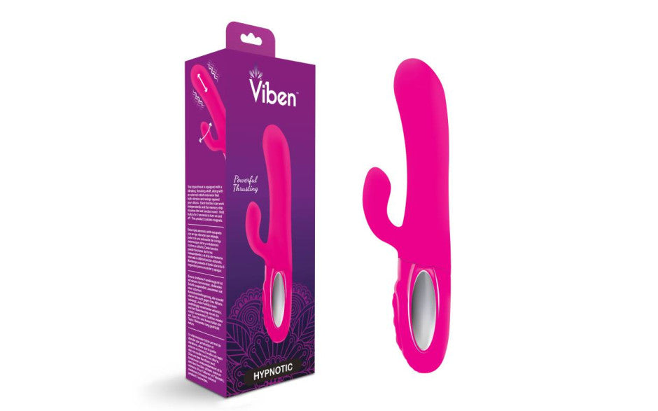 Viben Hypnotic Thrusting Rabbit Vibe w Swinging Clit Stim Hot Pink - Just for you desires