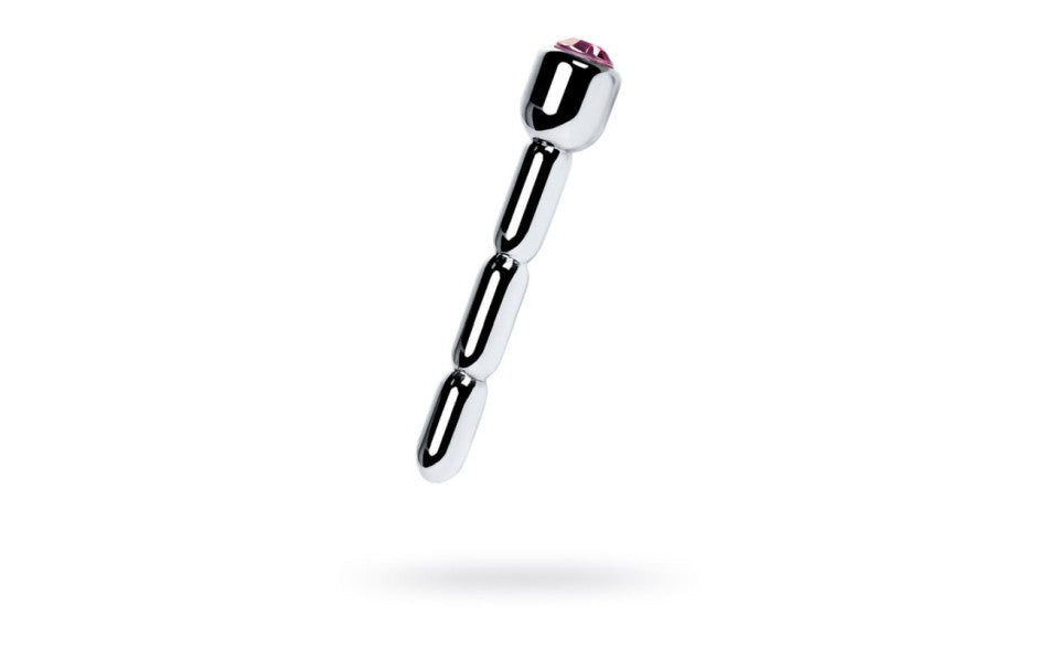 Silver Metal Urethral Plug w Ruby Rhinestone - Just for you desires