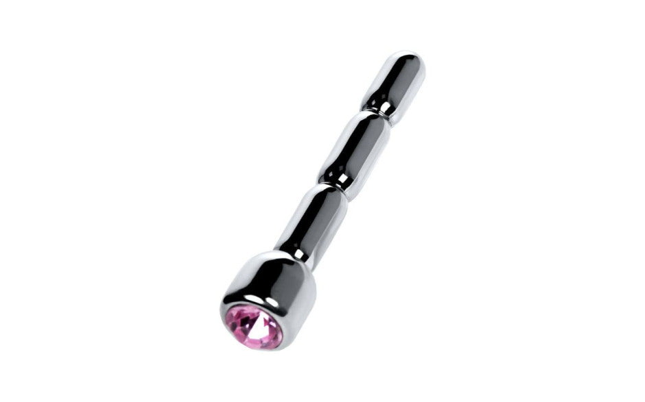 Silver Metal Urethral Plug w Ruby Rhinestone - Just for you desires