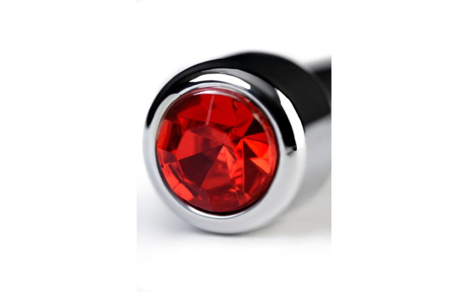 Silver Metal Urethral Plug w Ruby Rhinestone - Just for you desires
