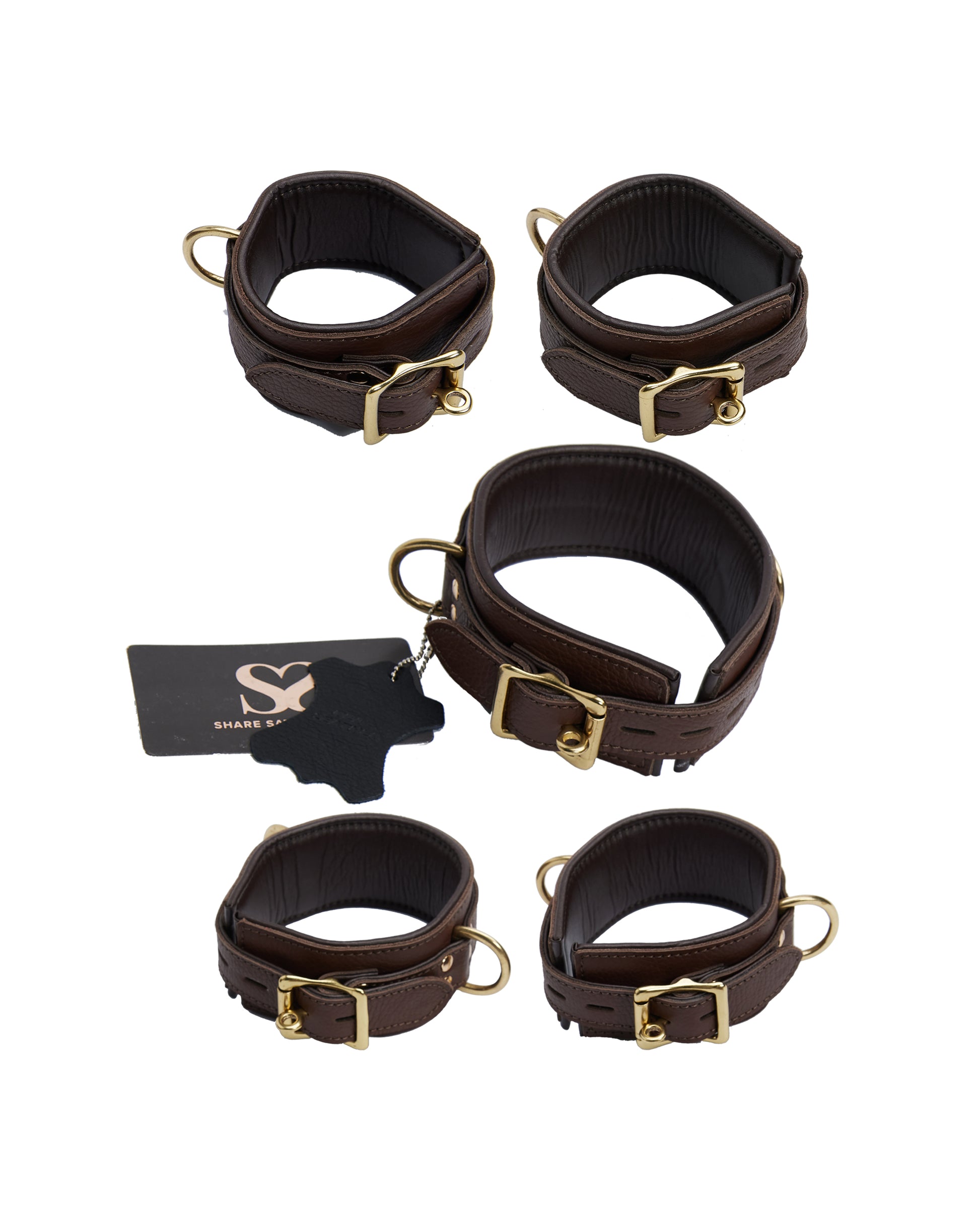 Bound X Calfskin Cuffs and Collar Set - Just for you desires